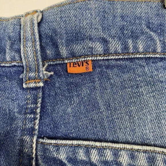 1970s Rare LEVIS Vintage Orange Tab Flap Pocket Bell bottom Circa 1970s 34 X 36